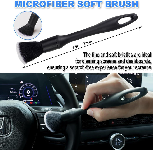 7PCS Car Detailing Brush Set – Soft Boar Hair Brushes for Interior Cleaning Kit