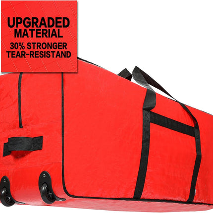 Christmas Tree Storage Bag with Wheels – Fits 6-7.5ft Trees, Red Color