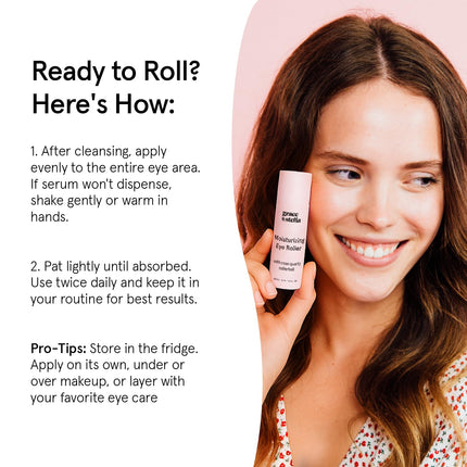 Under Eye Brightener Serum with Rose Quartz Rollerball for Dark Circles & Puffiness