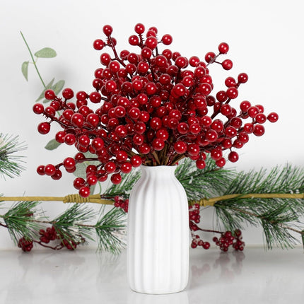 32PCS Christmas Red Berry Stems – 6.5" Artificial Picks for Winter Decor