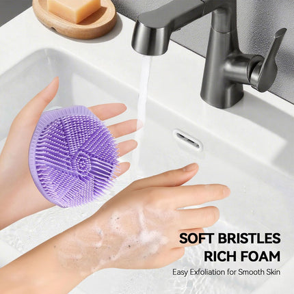 2-Pack Silicone Body Scrubber & Loofah, Dual-Sided Exfoliating Shower Brush for Men & Women