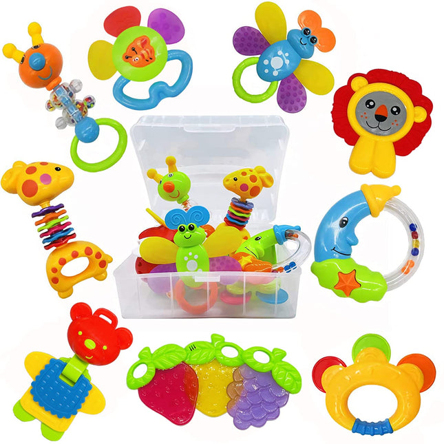 Baby Toys 0-6 Months 11pcs Infant Rattle Teether Set Newborn Musical Toys Gift Box