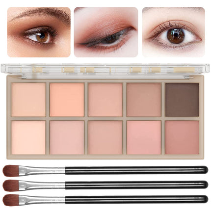 10-Color Neutral Nude Eyeshadow Palette, Beige Pink Brown Matte Smoky Eye Makeup