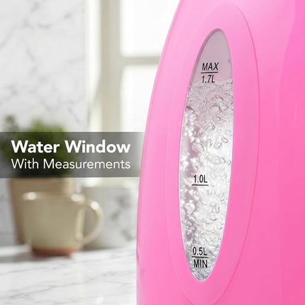 1.7L Pink Electric Tea Kettle 1100W Fast Boiling Water Heater BPA-Free KP72P