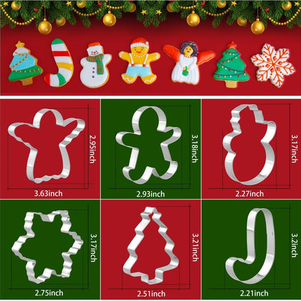 6PCS Christmas Cookie Cutter Set – Stainless Steel Gingerbread, Tree, Snowflake & More