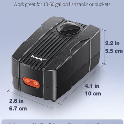 Adjustable Aquarium Air Pump 50 GPH Dual Outlet, Ultra Quiet 1.25W Fish Tank Aerator