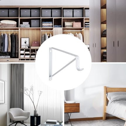2 Pack Heavy Duty Closet Rod Brackets Wall Mount Shelf Support White