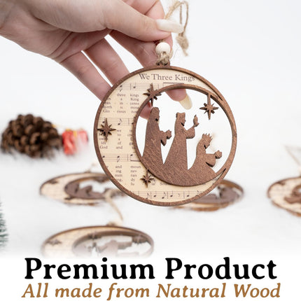 Christian Christmas Ornaments 5PCS – Nativity Decor for Tree, Windows & Gifts