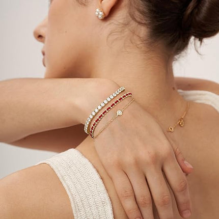 Valentine’s Gold Bracelet for Women: 14K Gold Plated Layered Sports Stack Bracelet