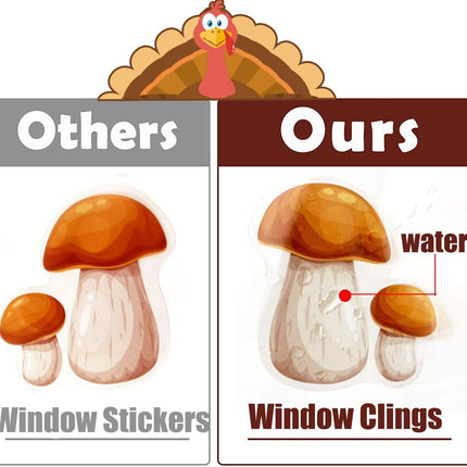 158pcs Turkey Fall Window Clings, Thanksgiving Decorations for Home & Office