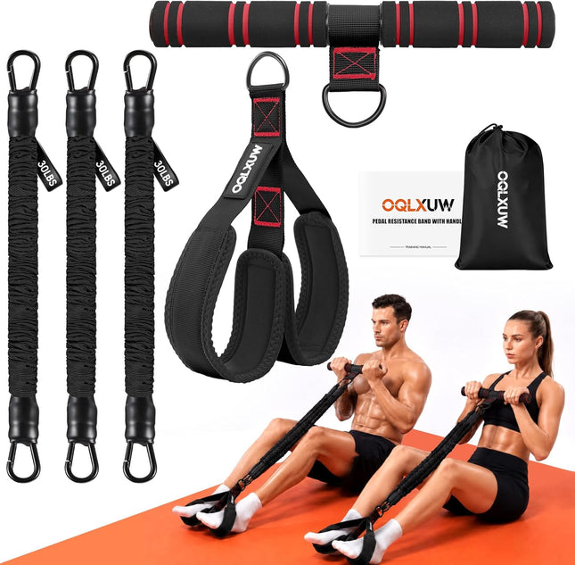Multifunction Pedal Resistance Bands with Handles Adjustable Full Body Home Workout