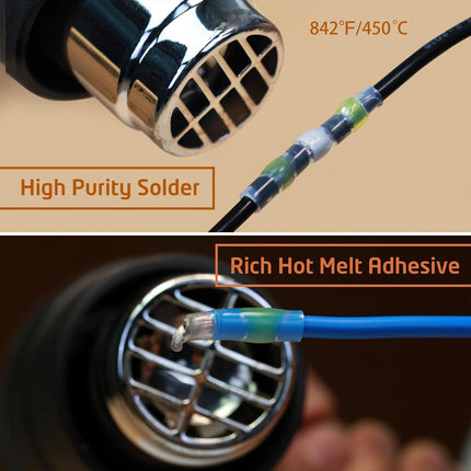 350 Pcs Heat Shrink Solder Seal Wire Connectors, Waterproof for Automotive & Marine