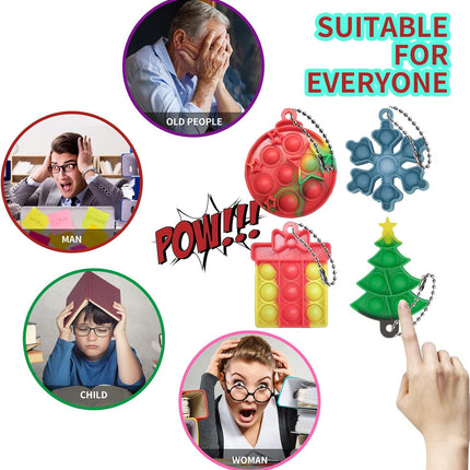 Christmas Mini Push Pop Bubble Fidget Toy – Keychain Pop Toy for Stress Relief
