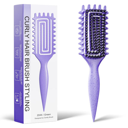 Curly Hair Brush Curl Defining Boar Bristle Detangling Wide Tooth Purple