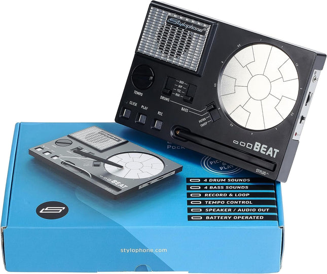Beat Compact Stylus Drum Machine – 4 Drum Kits & 4 Bass Sounds, Loop Maker