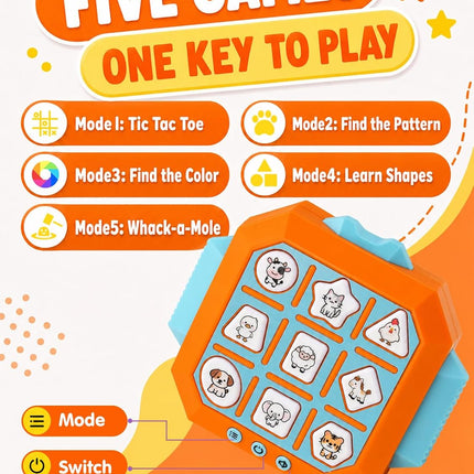 5-in-1 Portable Tic Tac Toe Memory Game Toy for Boys Girls Travel