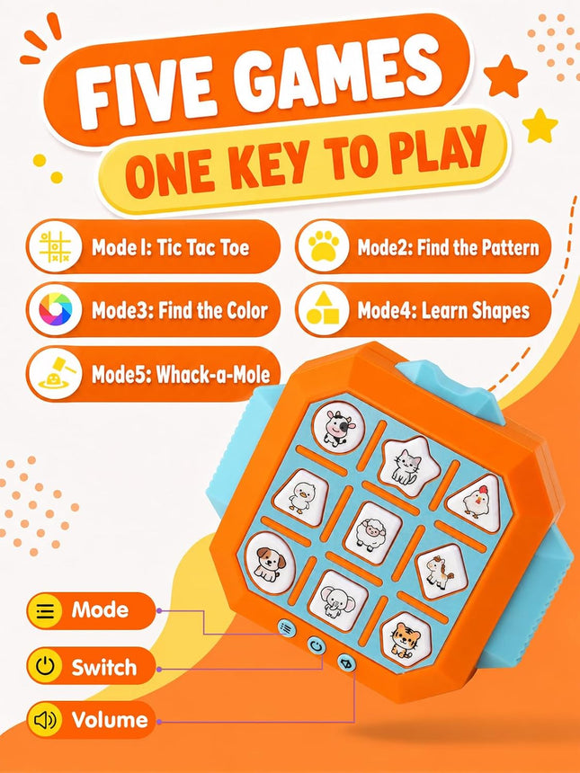 5-in-1 Portable Tic Tac Toe Memory Game Toy for Boys Girls Travel