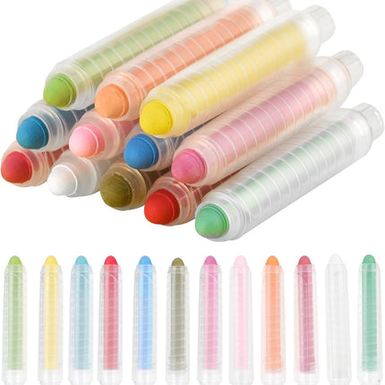 12PCS Dustless Sidewalk Chalk with Holder – Non-Toxic, Washable Kids Art