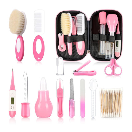 Complete Baby Essentials Kit: Pink 14-PC Grooming Set with Nail Clippers & Hair Brush