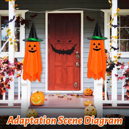 2-Pack Halloween Hanging Pumpkin & Ghost Decor, Cute Outdoor Garden Decorations
