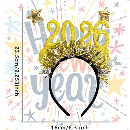 Happy New Year 2026 Hairband – Glitter Star Hair Accessory for Party
