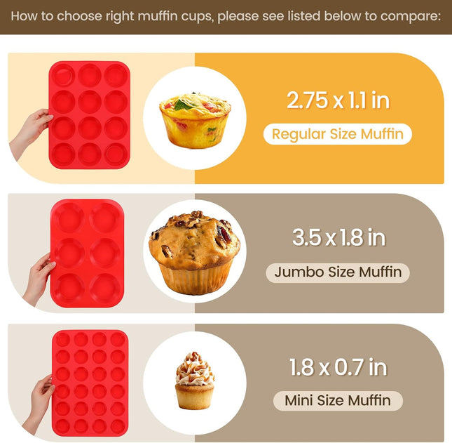 12-Cup Nonstick Silicone Baking Pan – Regular Size Muffin & Cupcake Mold
