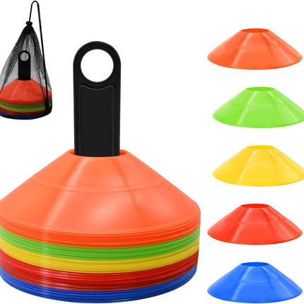 25/50/100Pcs Agility Soccer Cones Set with Carry Bag for Sports Training