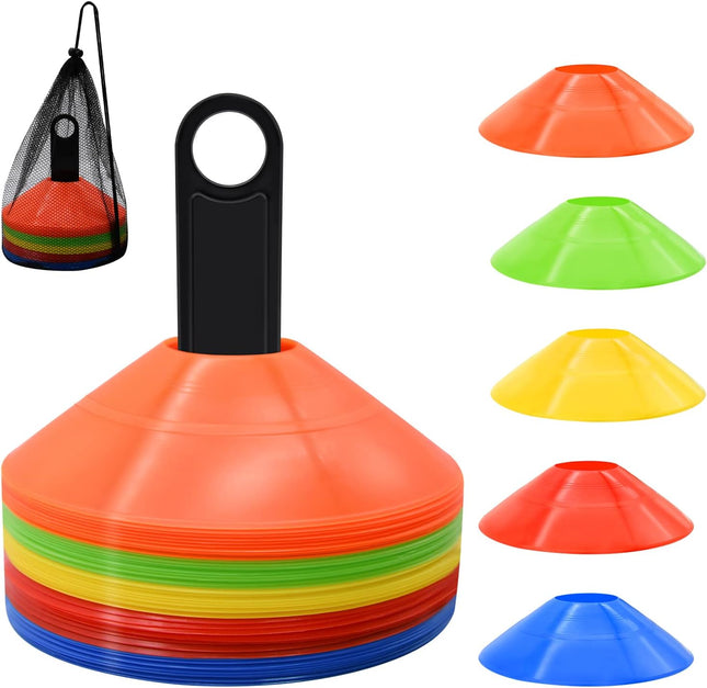 25/50/100Pcs Agility Soccer Cones Set with Carry Bag for Sports Training