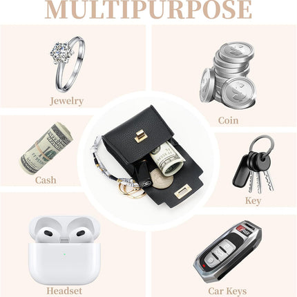Small Backpack Keychain Coin Purse for Women Twist Lock Change Pouch Black