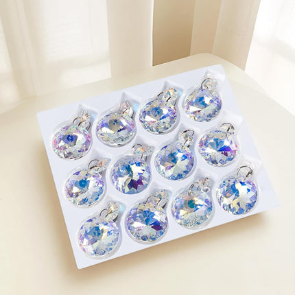 12PCS AB Crystal Prism Hanging Ornaments for Christmas Tree Home Decor