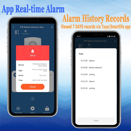 WiFi Motion Sensor Alarm with 110dB Siren & App Alerts – Alexa/Google