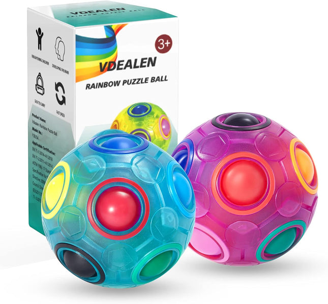 Magic Rainbow Puzzle Ball Fidget Brain Teaser Toy 2 Pack for Kids Adults