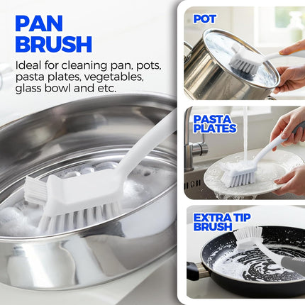 6 Pack Dish Brush Set Bottle Scrub Brush Straw Brushes Kitchen Cleaning Gray