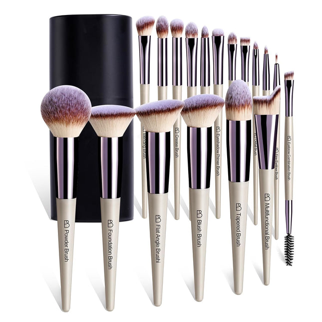 18-Pc Makeup Brush Set, Professional Foundation, Powder & Eyeshadow Brushes Case