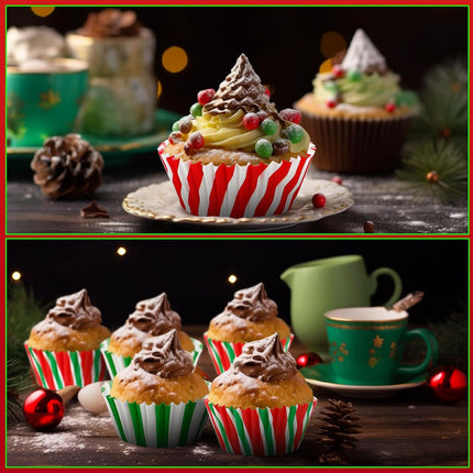 450-Piece Christmas Cupcake Liners Xmas Candy Pattern Baking Cups & Muffin Wrappers