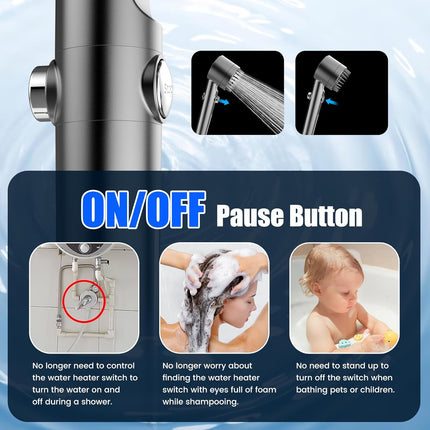 Filtered Handheld Shower Head – High Pressure, Multi-Spray, ON/OFF Switch