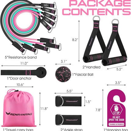 150LBS Resistance Bands Set – Workout Bands with Handles & Ankle Straps for Exercise