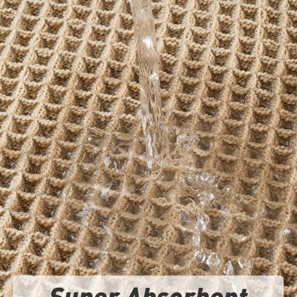 Waffle Bath Mat 17x24", Ultra Absorbent Non-Slip Quick Dry Bathroom Rug, Brown