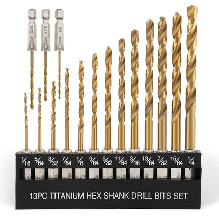 Pcs Titanium Twist Drill Bit Set Hex Shank High Speed Steel Quick Change