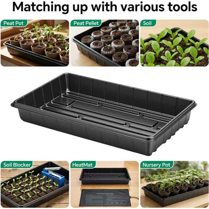 10-Pack Plant Growing Trays, 17 x 11 Inch No-Drain Seedling & Microgreen Trays