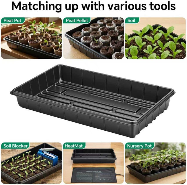 10-Pack Plant Growing Trays, 17 x 11 Inch No-Drain Seedling & Microgreen Trays