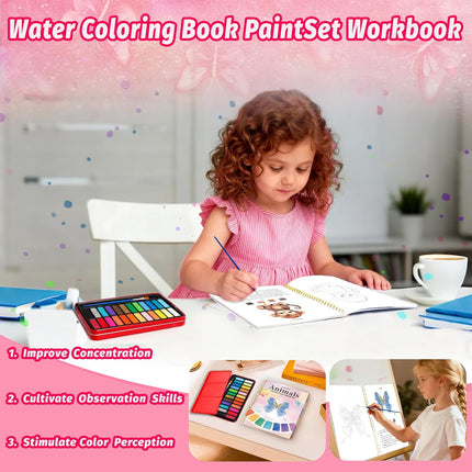 Watercolor Workbook for Beginners – 24 Colors, Animal Painting Kit