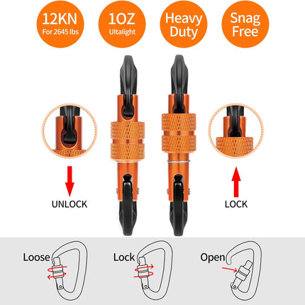 12kN Heavy Duty Locking Carabiner Clip Camping Hiking Hammock Dog Leash