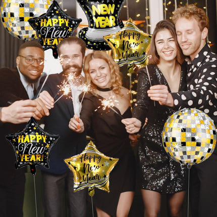 Happy New Year 2026 Headband – Silver Star Glitter Hair Band for Party
