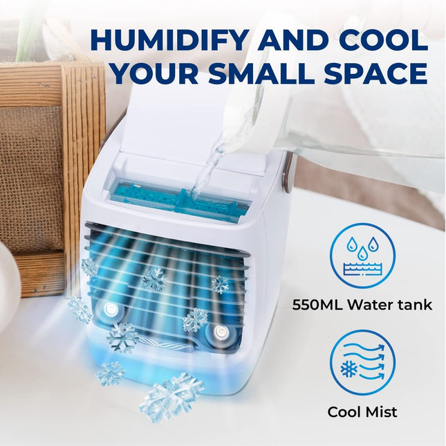 Mini Personal Air Cooler with USB Rechargeable Design for Bedroom & Office