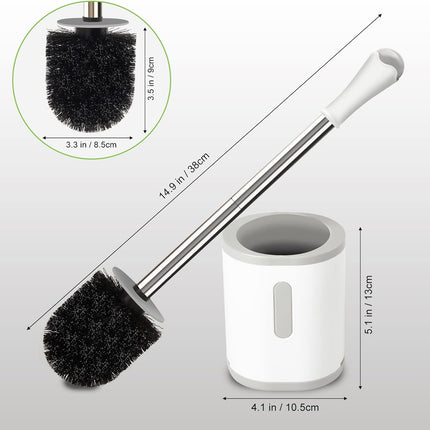 Compact Toilet Brush & Holder – Stainless Steel, Space-Saving, White & Grey