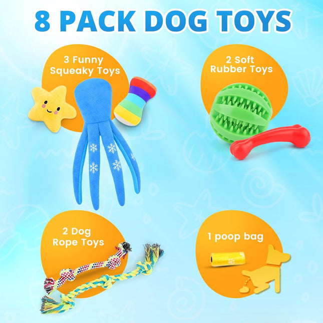 8-Pack Puppy Toys for Small Dogs – Plush, Squeaky, Rope & Teething Toys for Puppies
