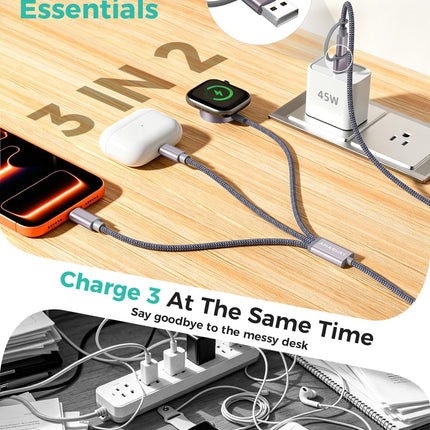 3 in 2 Apple Watch iPhone Charger Travel Charging Dock for Watch Ultra Series