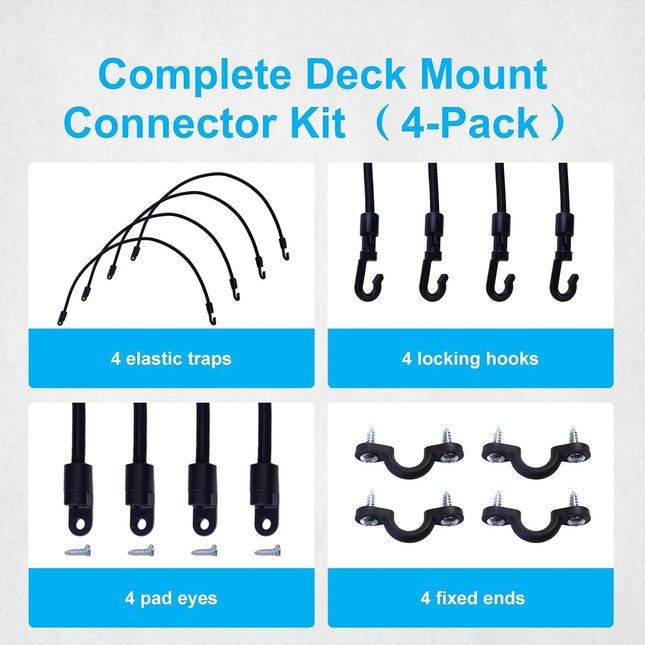 4-Pack Fishing Rod Strap Holders, 18" Deck Mount for Boat, Kayak & Truck