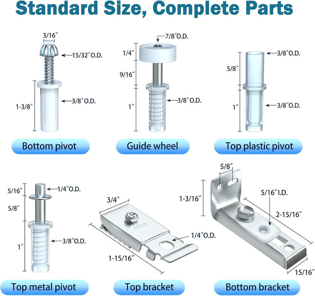 Bifold Door Hardware Repair Kit – Sliding Closet Door Replacement, 1 Pack